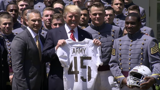 ARMY FOOTBALL VISITS WHITE HOUSE FOR CIC TROPHY PRESENTATION Army visits White House, President Trump, 2018