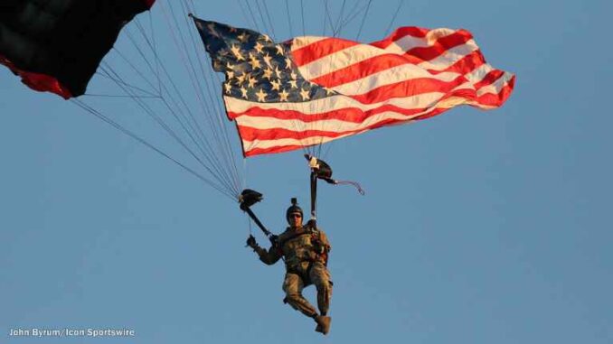 us flag skydiver